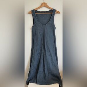 CP Shades 100% Linen Scoop Neck Dusk Blue Midi Dress Size XS